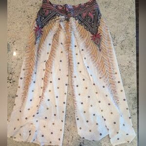 Boho Wide Leg Palazzo Pants XL Flowy Festival Resort Vibes